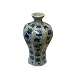 Chinese Blue White Porcelain Oriental Fruit Octagonal Shape Vase ws2994S