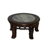 6.75" Oriental Brown Wood Marble Round Table Top Stand Riser ws2851CS