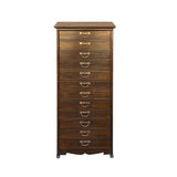 Oriental Chinese Brown 12 Drawers Slim File Storage Cabinet cs7434S