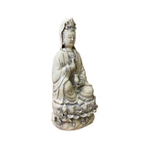 Small Vintage Finish Off White Ivory Color Porcelain Kwan Yin Statue ws2582S