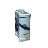 Chinese Blue White Porcelain Oriental Scenery Wave Shape Small Vase ws2984S