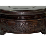 3.75" Oriental Motif Brown Wood Round Table Top Stand Riser ws2894BS