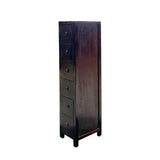 Oriental Dark Brown 6 Drawers Slim Narrow Chest Cabinet Stand cs7574S