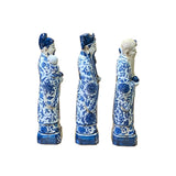 Chinese Distressed Blue White Color Fengshui Fok Lok Shao Figure Set ws2079S