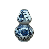 Chinese Blue White Porcelain Oriental Scenery Gourd Shape Vase ws2983S