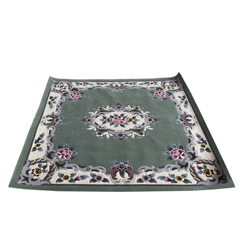 Cordero Y Rug Rectangular Corduroy Green Gray Floral Motif Graphic Wool Rug Carpet c ...
