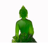 Crystal Glass Pate-de-Verre Green Gautama Amitabha Shakyamuni Statue ws2117S