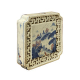 Chinese Blue White Scenery Porcelain Coaster Stand Soap Holder ws2285S