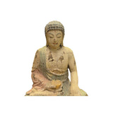 Rustic Wood Sitting Gautama Amitabha Shakyamuni Buddha Statue ws2708S