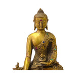 Chinese Distressed Bronze Color Metal Sitting Lotus Buddha Statue ws2122S