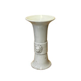 Chinese Off White Porcelain Handmade Relief Foo Dog Motif Vase ws2862S
