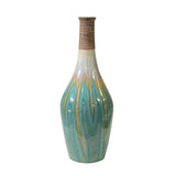 Round Shape Handmade Ceramic Turquoise Bamboo Decor Vase ws2536S