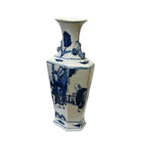 Chinese Blue White Porcelain Rhomboid Hexagon Scenery Vase ws3006S