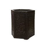 Chinese Zitan Wood Dragons Motif Brush Pen Holder / Brush Pot ws2545S