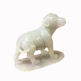Chinese White Jade Color Stone Puppy Dog Display Figure ws2388S