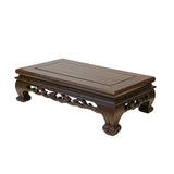 12.25" Oriental Brown Wood Craw Rectangular Table Top Stand Riser ws2808S