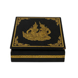 Black Golden Thai Lady Graphic Square Storage Accent Box ws2639S