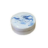 Chinese Blue White Porcelain Prawn Graphic Round Box Display ws2016S