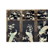 Jade Color Stone Peacocks Inlaid Black Lacquer Wood Floor Screen Divider cs7245S