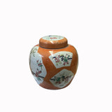 Oriental Orange Base Scenery Graphic Porcelain Round Jar ws2561S