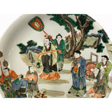 Chinese Distressed Off White Porcelain People Scenery Painting Plate ws1926S