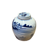 Oriental Hand-paint Scenery Blue White Porcelain Ginger Jar ws2541S