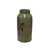 Handmade Ceramic Beige Gray Flower Graphic Jar Vase ws2958S
