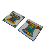 Oriental Dress Graphic Square Porcelain Coaster / Tile 2 Pcs ws2685S