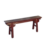 Vintage Brick Red Rural Village Rustic Slim Wood Seating Bench cs7359S