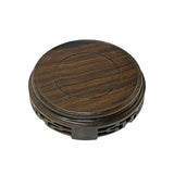 2.25" Oriental Geometric Brown Wood Round Table Top Stand Riser ws2872AS
