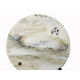 Chinese Natural Dream Stone Round White Fengshui Plaque Display ws2259S