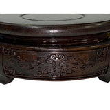 3" Oriental Motif Brown Wood Round Table Top Stand Riser ws2894AS