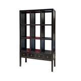 Oriental Black Lacquer Open Shelf Bookcase Display Cabinet Divider cs7313S