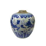 Oriental Handpaint Foo Dog Small Blue White Porcelain Ginger Jar ws2326S