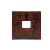 Chinese Distressed Brick Red Dragon Graphic Square Shape Box ws2292S