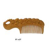 Set of 2 Chinese Brown Handmade Wood Simple Flat Top Combs ws2526S