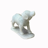 Chinese White Jade Color Stone Puppy Dog Display Figure ws2392S