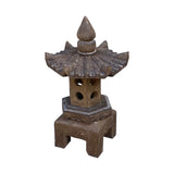 Chinese Gray Brown Hexagon Pagoda Top Stone Lamp Garden Lantern cs7376S