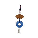 Crystal Glass Fengshui Fortune Blue Round Pendant Decor Tassel ws2192S