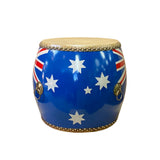 Handmade Small Round Low Flag Graphic Drum Shape Table cs7414S