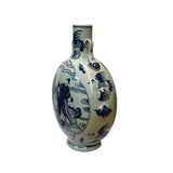 Chinese Blue White Porcelain Round Flat Body People Theme Vase ws3001S