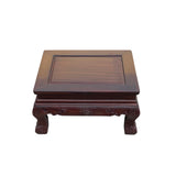 Reddish Brown Oriental Flower Carving Rectangular Display Table Stand ws2713S