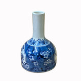 Lot of 2 Chinese Blue White Porcelain Fat Base Flowers Graphic Small Vase ws2039S