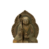 Chinese Rustic Wood Sitting Ksitigarbha Bodhisattva Buddha Statue ws2058S
