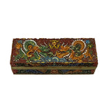 Chinese Mix Color Red Resin Lacquer Dragons Box Display Art ws2552S