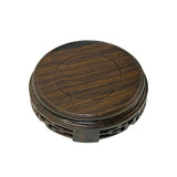 4.75" Oriental Geometric Brown Wood Round Table Top Stand Riser ws2872DS