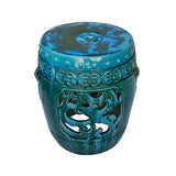 Chinese Green Blue Round Dragon Clay Garden Stool Table cs7277S