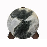 Chinese Natural Dream Stone Round White Fengshui Plaque Display ws2263S