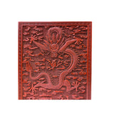 Chinese Red Resin Lacquer Rectangular Dragon Carving Accent Box ws2123S
