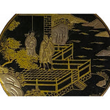 Chinese Black Lacquer Golden Graphic Round Display Box ws2230S